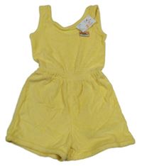 Nové - žltý froté kraťasový overal s nášivkou PRIMARK