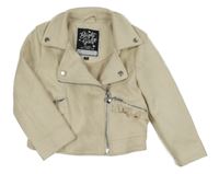 Smotanový semišový jarný crop krivák s golierikom C&A