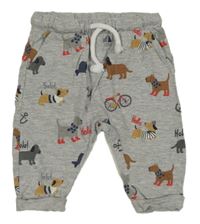 Sivé melírované tepláky s pejsky a bicyklami a kotvami H&M