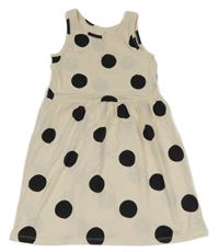 Smetanovo-čierne bodkovaná é šaty H&M