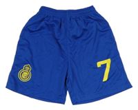 Zafírové športové futbalové kraťasy so znakom a číslom