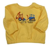 Tmavožlutá oversize mikina se stavebními stroji PRIMARK