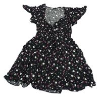 Čierne šaty s kvietkami Miss E-vie