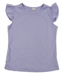 Fialové rebrované tričko s volánikmi