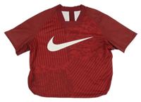 Vínovo-bílý funkční oboustranný crop dres s logem a růžemi Nike