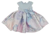 Světlemodro/růžovo/fialové šaty s jednorožci a mašlí H&M