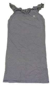 Čierno-biele pruhované šaty s volánikom INDIAN BLUE JEANS
