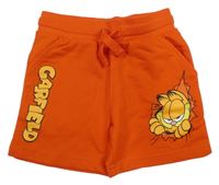 Tmavooranžové teplákové kraťasy s Garfieldem