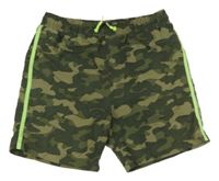 Khaki army plážové kraťasy s pruhom Y.F.K.