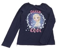 Tmavomodré triko s Elsou H&M