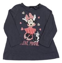 Černošedé triko s Minnie a mašličkou Disney