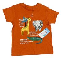 Oranžové tričko so zvieratkami Matalan