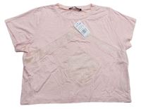 Ružové crop tričko s čipkou Select