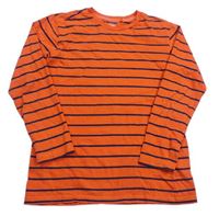 Oranžovo-tmavomodré pruhované tričko Cool club