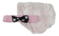 2set-Růžovo-bílé pruhované kalhotky na plenu + Růžová čelenka s mašlí Mayoral