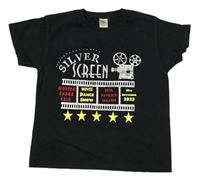 Čierne tričko s nápisom a kamerou Fruit of the Loom