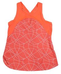 Korálovo-neónově športový funkčný top so vzorom Decathlon
