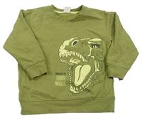 Zelená mikina s dinosaurom