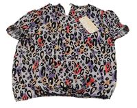 Lila-barevná crop halenka s leopardím vzorem Only