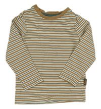 Hnědo-bílo-khaki pruhované triko Nutmeg