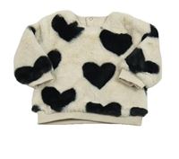 Nové - Béžová chlpatá podšitá mikina so srdiečkami Nutmeg