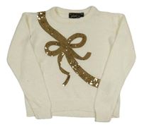 Smetanový svetr s mašlí z flitrů Brave Soul