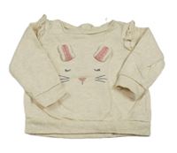 Béžová melírovaná mikina s králikom a volánikmi Next