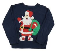 Tmavomodrý sveter so Santou St. Bernard