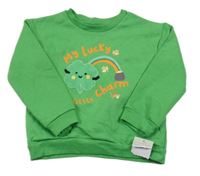 Nové - Zelená mikina s čtyřlístkem a duhou Primark