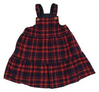 Červeno-černé kostkované vlněné laclové šaty Tu