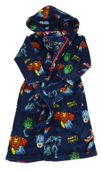Tmavomodrý chlpatý župan s Avengers a kapucňou M&S