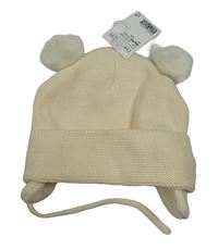 Nové - Krémová čepice s bambulemi H&M
