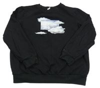 Čierna mikina s mraky Shein