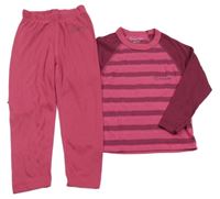 2set - Vínovo-fuchsiové pruhované thermo triko + kalhoty Benger