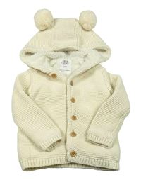 Krémový zateplený propínací svetr s kapucí F&F