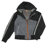 Černo-vzorovaná šusťáková jarní bunda s kapucí Y.F.K.