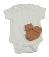 2set - Bílé body + starorůžové žebrované ponožky