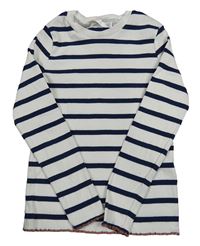 Bílo-tmavomodré pruhované žebrované triko M&S