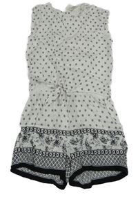 Bílý vzorovaný lehký kraťasový overal H&M