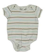 Bielo-hnedo-tyrkysové pruhované body Ergee