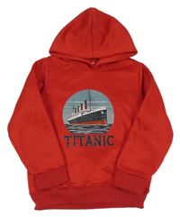 Červená mikina s Titanicem a kapucňou