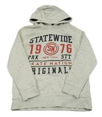 Šedá melírovaná mikina s nápisem a kapucí C&A