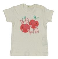 Smotanové tričko s třešněmi Benetton