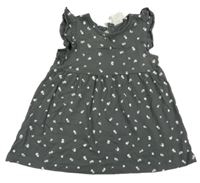 Antracitové kvetované bavlnené šaty H&M