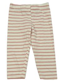 Světlebéžovo-ružové pruhované capri legíny H&M