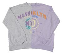 Lila-sivá mikina s nápisom H&M