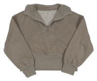 Hnedá crop mikina s golierikom Primark