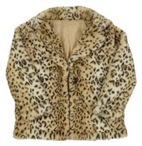 Béžová kožešinová podšitá bunda s leopardím vzorem St. Bernard