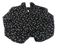 Čierno-fialová crop blúzka s motýlikmi New Look