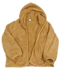 Hnedý chlpatý cardigan s kapucňou Shein